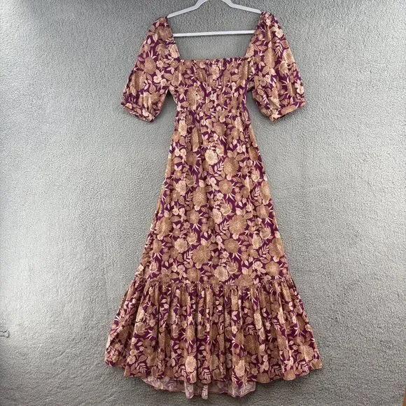Favorite Daughter Vintage Multi Floral Puff Sleeve Maxi Dress Size 4 NWT - Picture 9 of 13